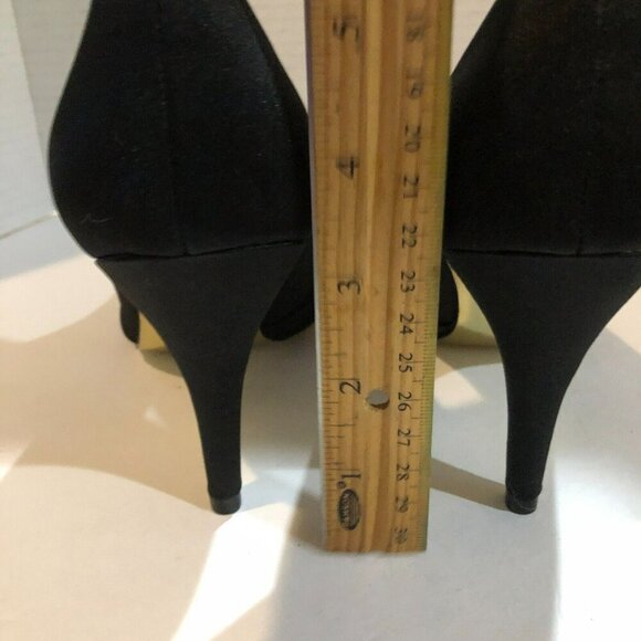 Adrianna Papell Womens Size 6 M Black Gold Farrel Peep Toe Dress Pump Heels - Picture 8 of 9